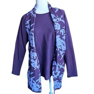 Cynthia Rowley Sweater Pullover Scarf Purple Plum Knit Classic SZ L